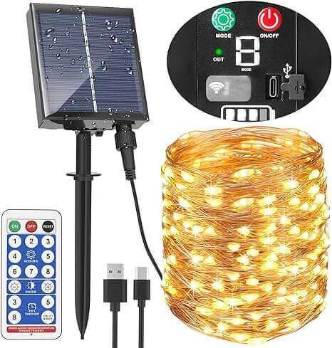 BustaniMart 200LED 72ft Silver Outdoor Solar String Light